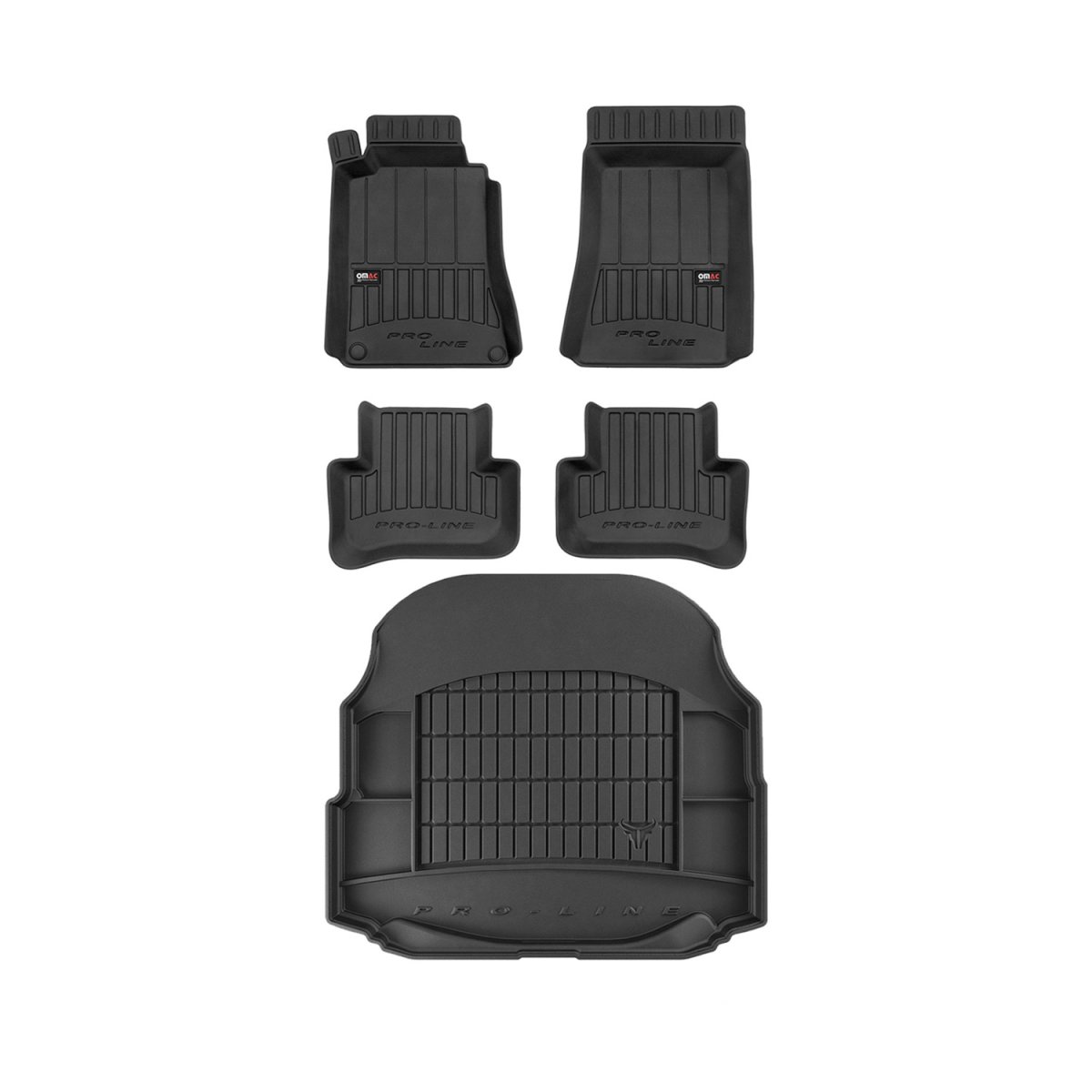 Mercedes C Class W203 Floor-Trunk Mats - Omac - 3D Premium - Black - '01-'09 Mercedes C Class W203 Floor-Trunk Mats - Omac - 3D Premium - Black - '01-'09